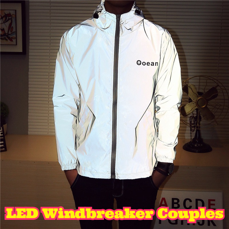 Reflective Running Jacket - LED-Leuchten, Windjacke, Paare, Radfahren, reflektierende Jacke,