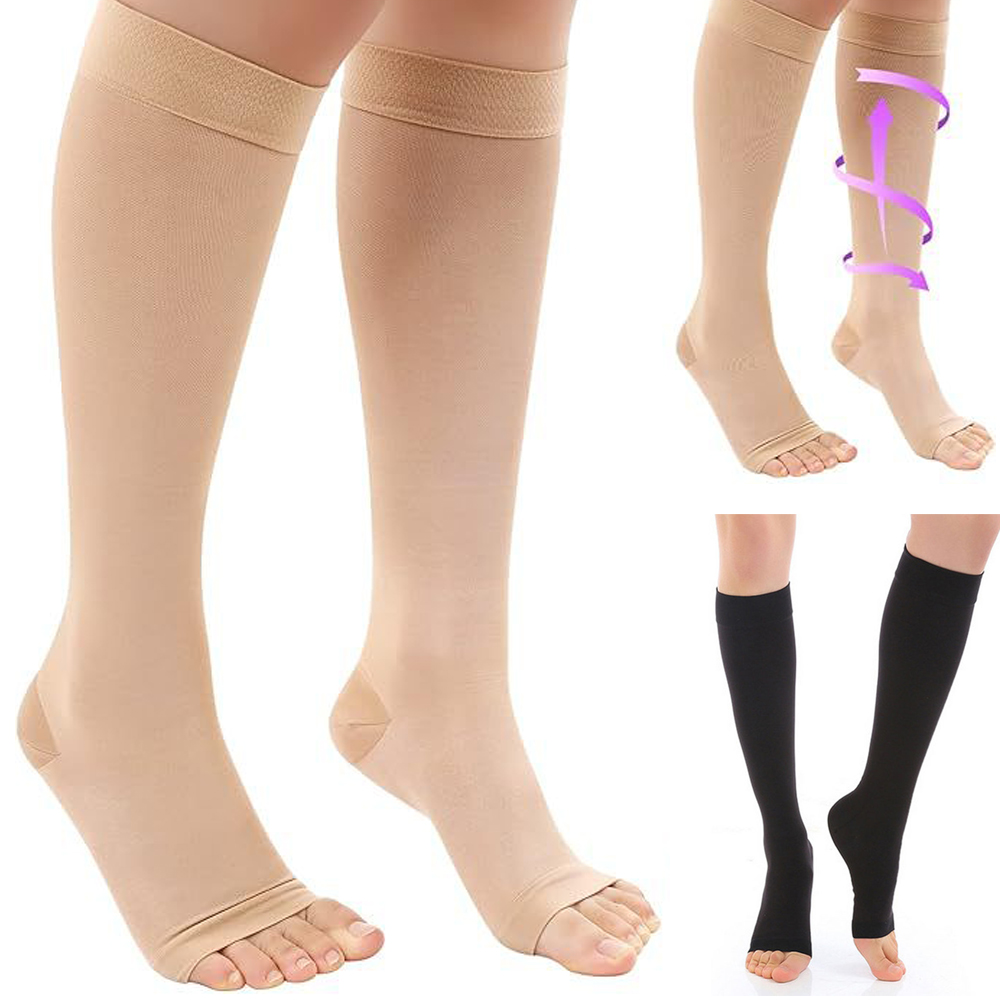 Compression Calf Sleeve - Medizinische Kompressionsstrümpfe mit abgestufter Druckstärke, offener